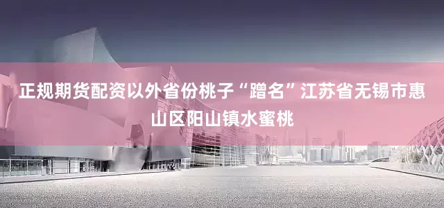 正规期货配资以外省份桃子“蹭名”江苏省无锡市惠山区阳山镇水蜜桃